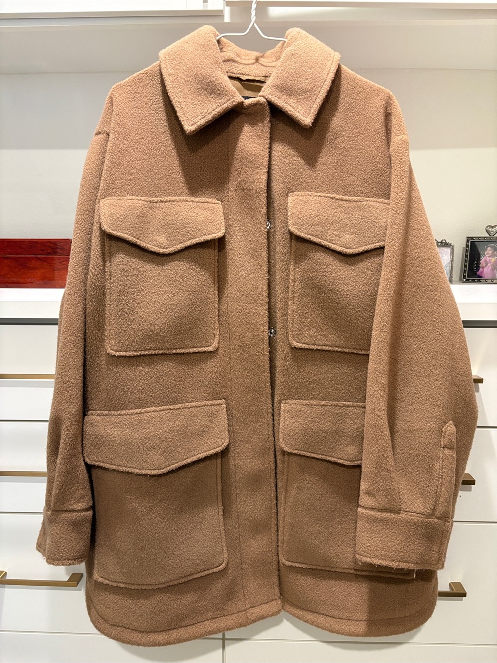 ASOS Camel Brown Fleece Pocket Jacket Coat